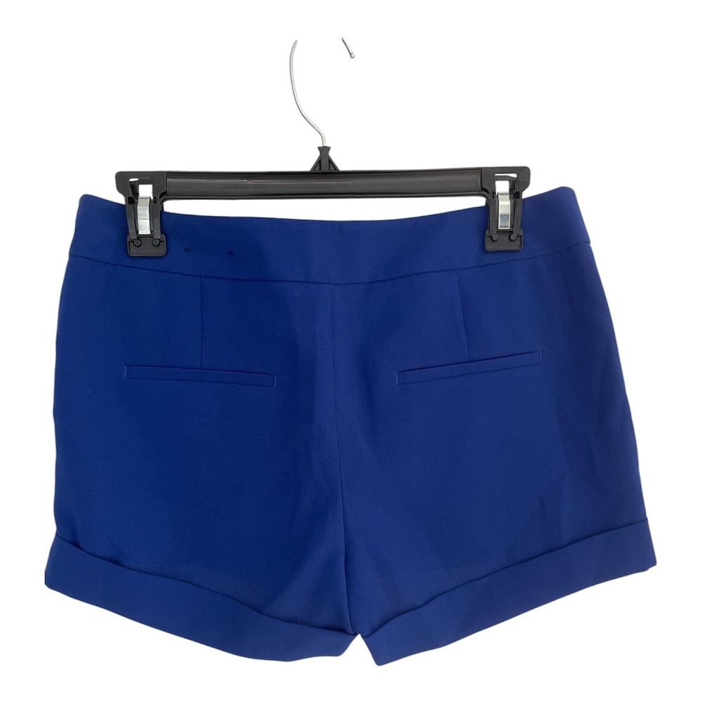 Express Royal Blue Pleated Cuffed Dress Shorts Women Size 2 Side Zip Pocketed - Picture 4 of 7
